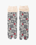 Kurochiku, Tabi Socks, Crew, Gray, Lace and Frill Detail- S/M