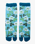 Kurochiku, Tabi Socks, Crew, Light Blue with Green and White Flowers (S/M)