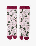 Kurochiku, Tabi Socks, Crew, Light Pink with White Wildflowers - S/M