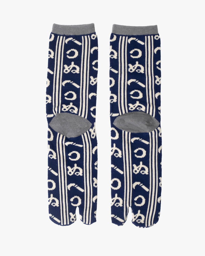 Kurochiku, Tabi Socks, Crew, Navy and White, Kamawanu - M/L