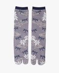 Kurochiku, Tabi Socks, Crew, Purple, Navy and White Dragonfly - M/L