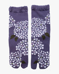 Kurochiku, Tabi Socks, Crew, Purple with White Flowers(S/M)