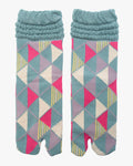 Kurochiku, Tabi Socks, Crew, Red and Blue and Pink Trangles