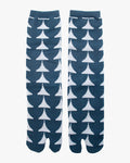 Kurochiku, Tabi Socks, Crew, White with Blue Half Moons