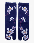 Kurochiku, Tabi Socks, Crew,Purple with Lavender and Yellow Flowers (S/M)
