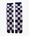 Kurochiku, Tabi Socks, White and Blue Checker (M/L)