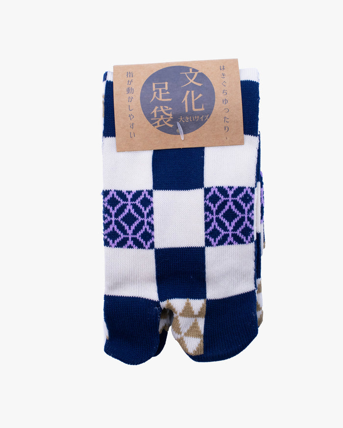 Kurochiku, Tabi Socks, White and Blue Checker (M/L)