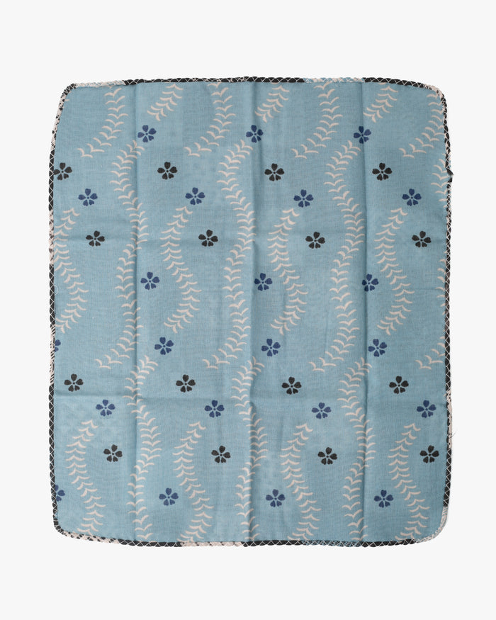 Kurochiku, Two-Sided Cotton Handkerchief, Blue and Charcoal Multi-Pattern Ichimatsu