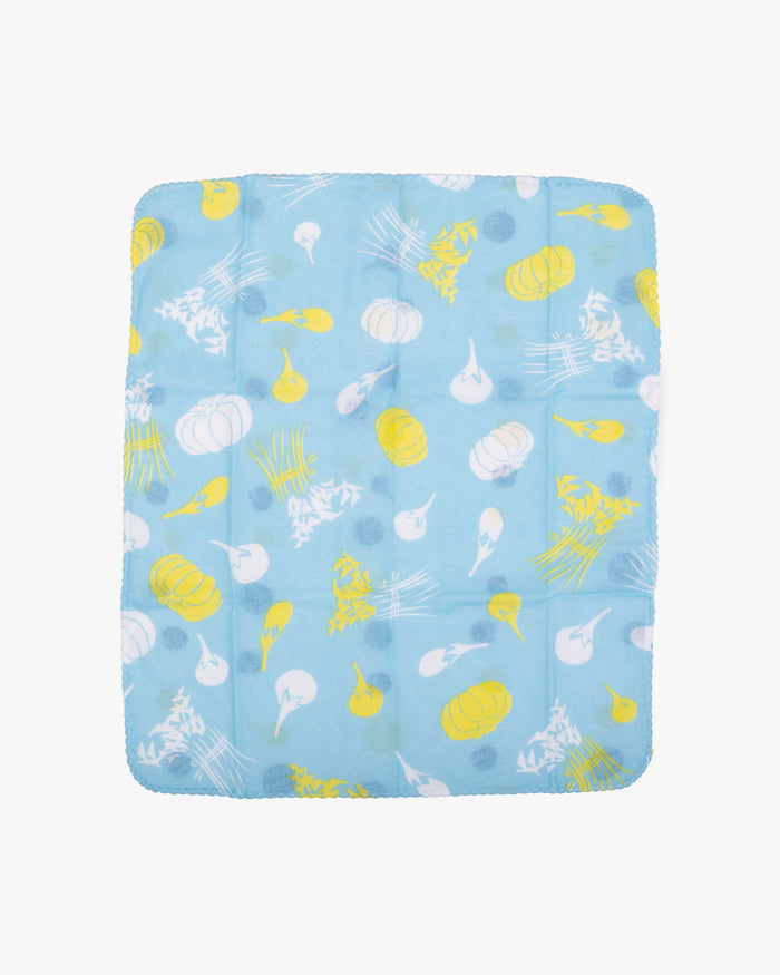 Kurochiku, Two-Sided Cotton Handkerchief, Blue with Pumpkins