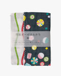 Kurochiku, Two-Sided Cotton Handkerchief, Fruit Candy and Multi-Color Tatewaku