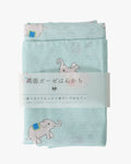 Kurochiku, Two-Sided Cotton Handkerchief, Light Blue with Elephants