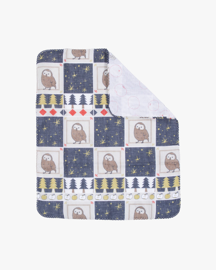 Kurochiku, Two-Sided Cotton Handkerchief, Owl