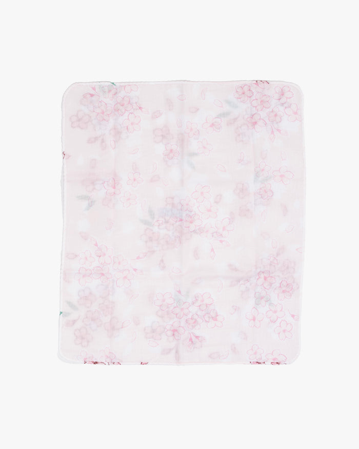 Kurochiku, Two-Sided Cotton Handkerchief, White with Sakura