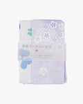 Kurochiku, Two-Sided Cotton Handkerchief,Purple with White Flowers