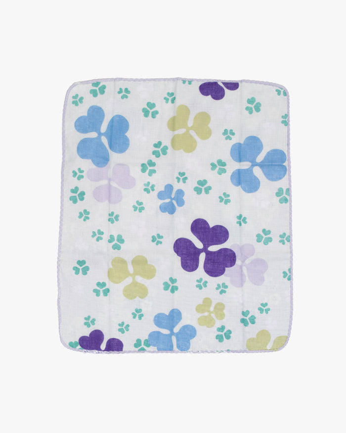 Kurochiku, Two-Sided Cotton Handkerchief,Purple with White Flowers