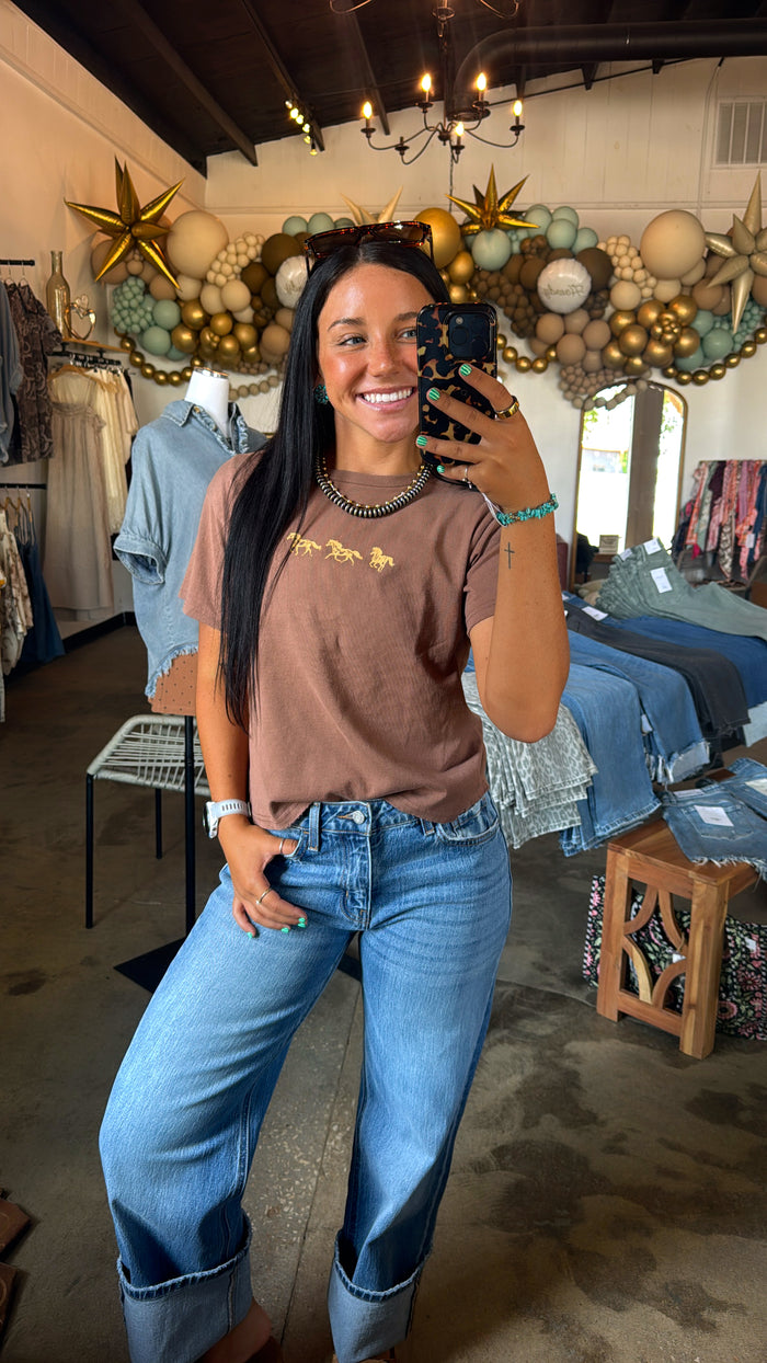 Lil Horses Tee Brown