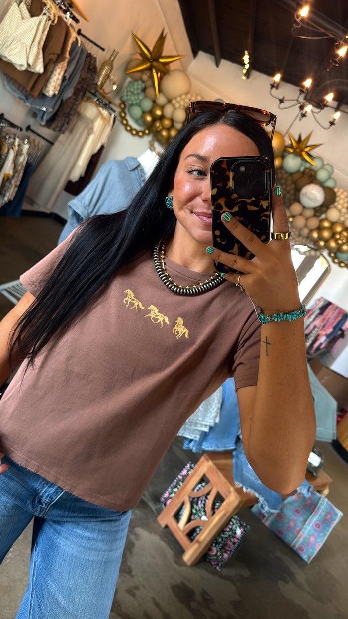 Lil Horses Tee Brown