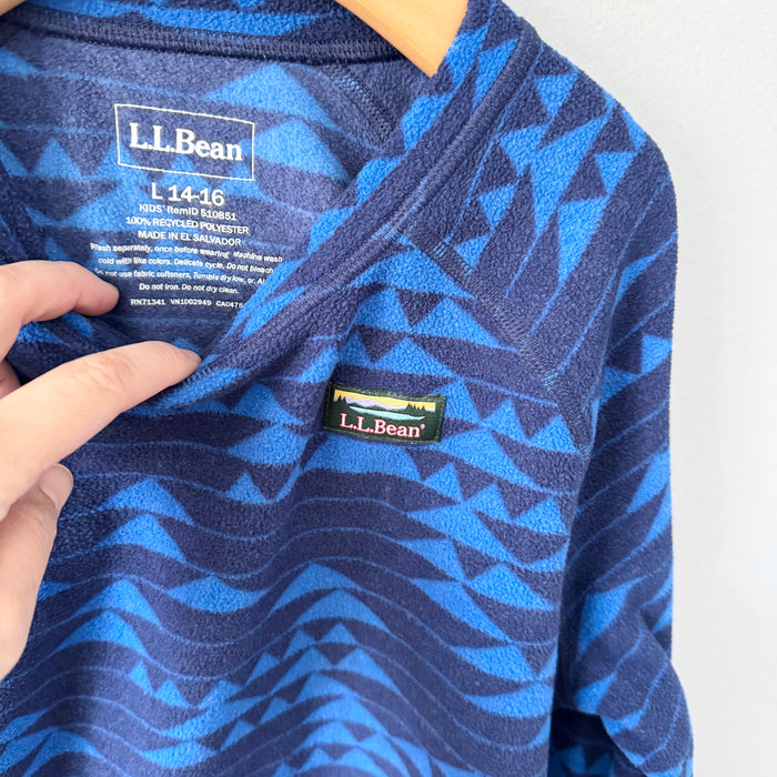 LL Bean / Navy x blue fleece pullover / 14-16Y