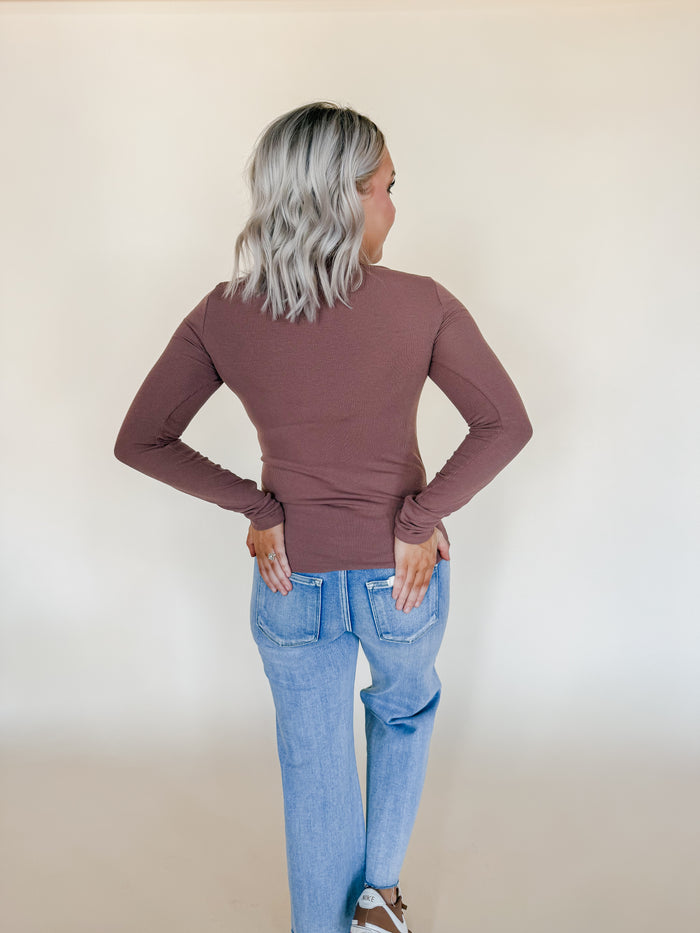 Long Sleeve Basic in Red Bean