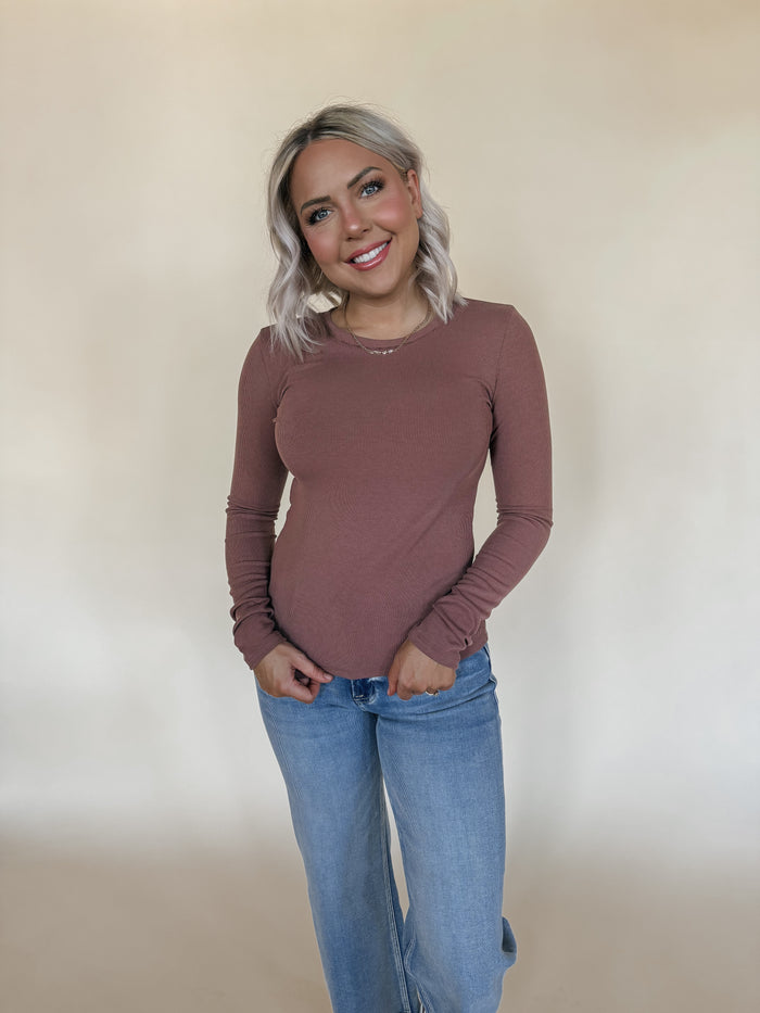 Long Sleeve Basic in Red Bean