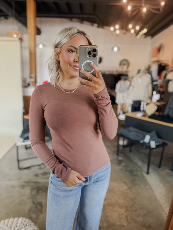 Long Sleeve Basic in Red Bean
