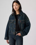 Loose Crop Trucker Jacket - High Vibration Trucker Dark Wash