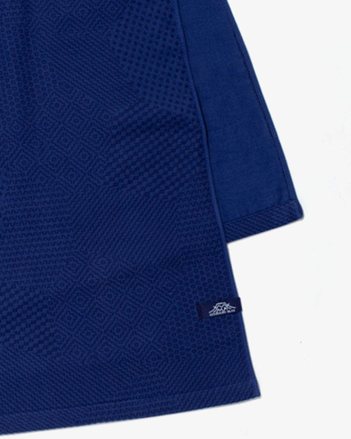 Maple & Moon Bath Towel, Blue with Blue Sashiko Stitching