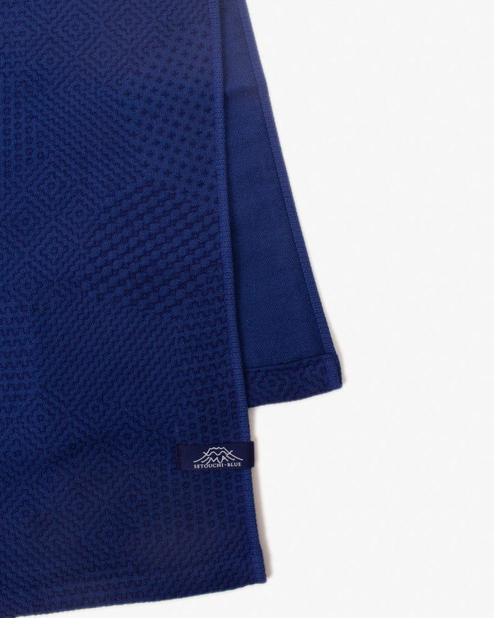 Maple & Moon Kitchen Towel, Blue with Blue Sashiko Stitching