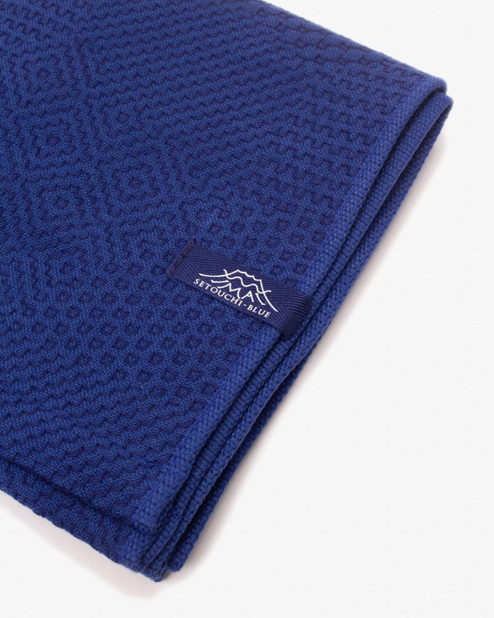 Maple & Moon Kitchen Towel, Blue with Blue Sashiko Stitching
