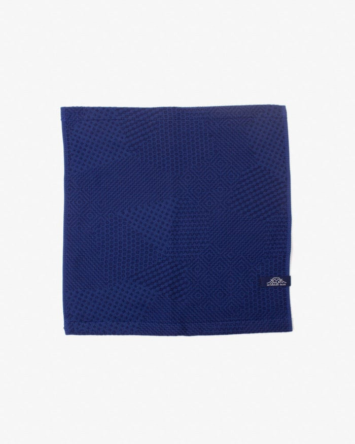Maple & Moon Wash Towel, Blue with Blue Sashiko Stitching