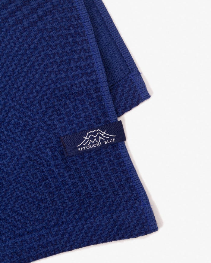 Maple & Moon Wash Towel, Blue with Blue Sashiko Stitching