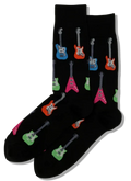 MEN'S ELECTRIC GUITARS CREW SOCKS, BLACK