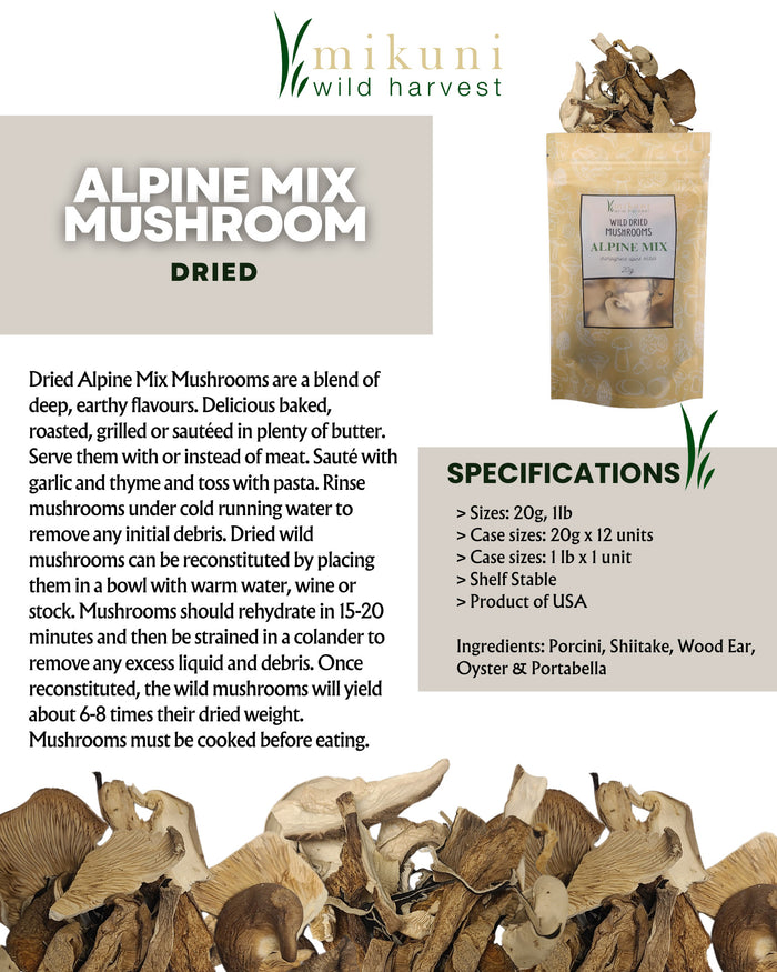 Mikuni Wild Harvest, Dried Alpine Mix Mushrooms, 20 g.