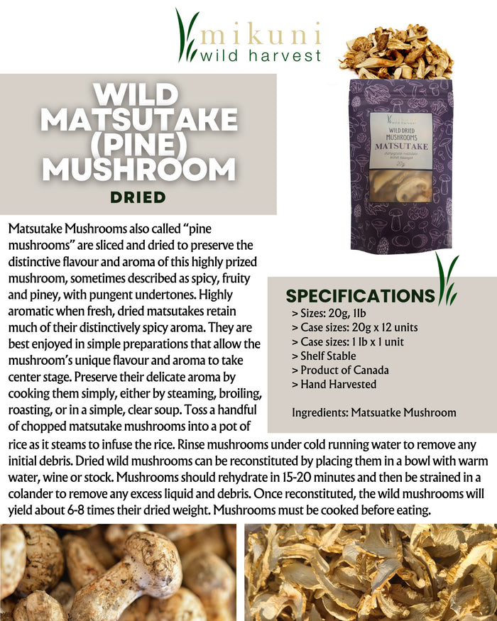 Mikuni Wild Harvest, Dried Wild Matsutake Mushrooms, 20 g.