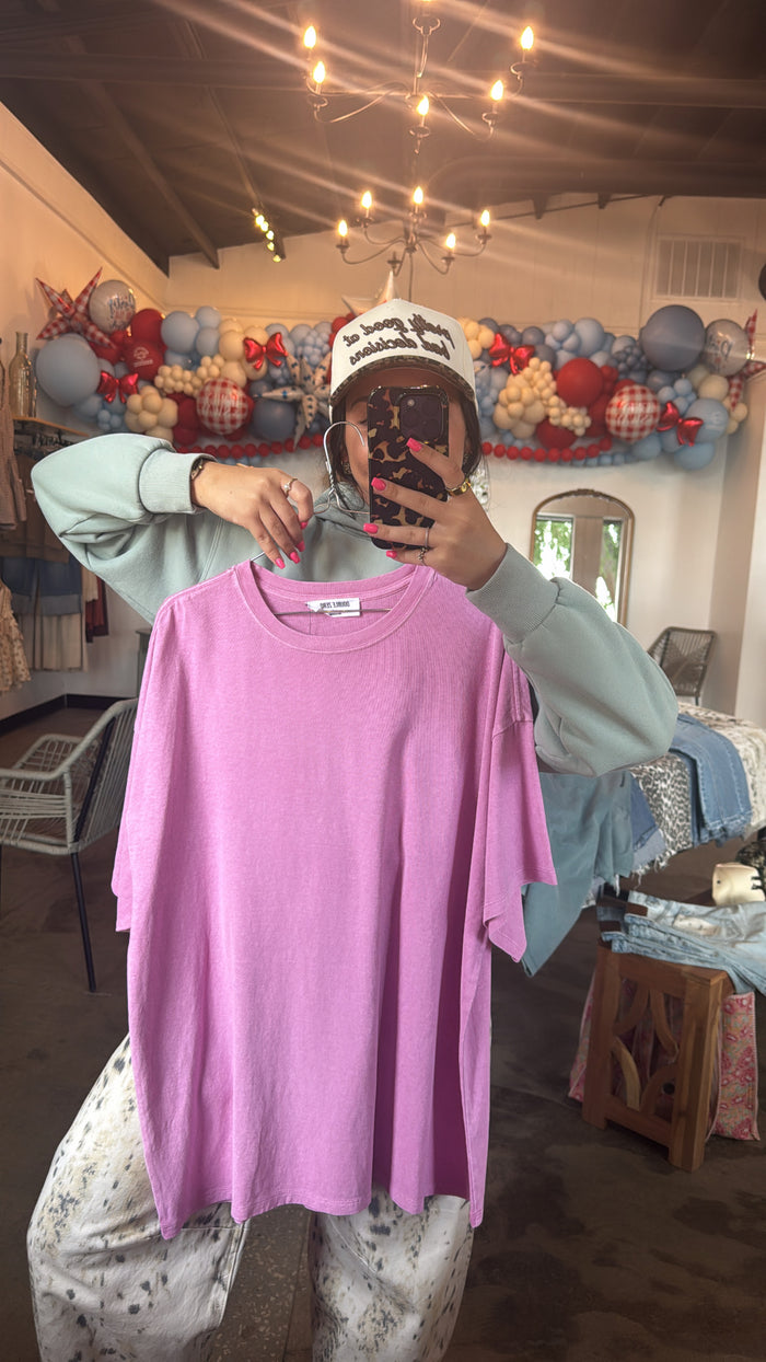 Mineral Wash Oversized Tee- pink