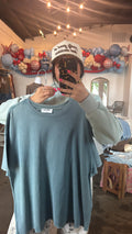 Mineral Wash Oversized Tee- Teal