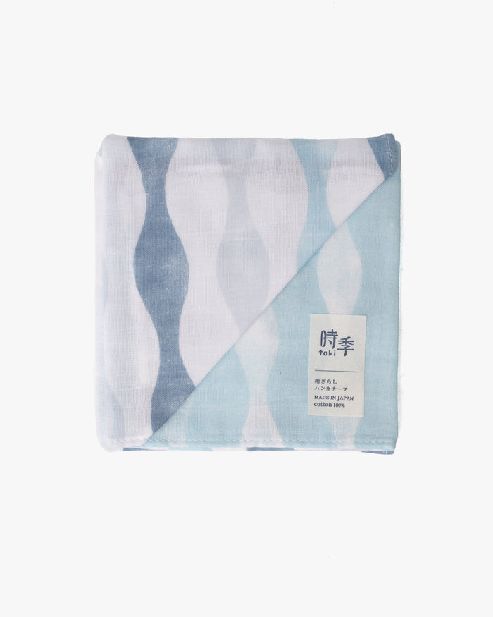 Miyamoto, Toki Double Gauze Handkerchief, Tachiwaku, Shades of Blue