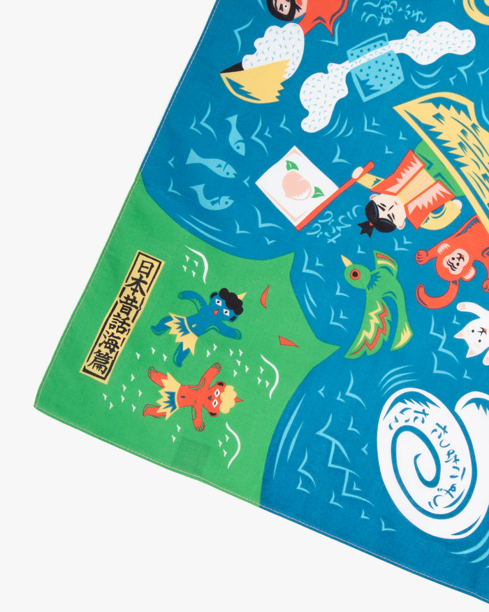 Modern Furoshiki, Musubi, Cochae, Japanese Folktales, Sea 27.5" x 27.5"