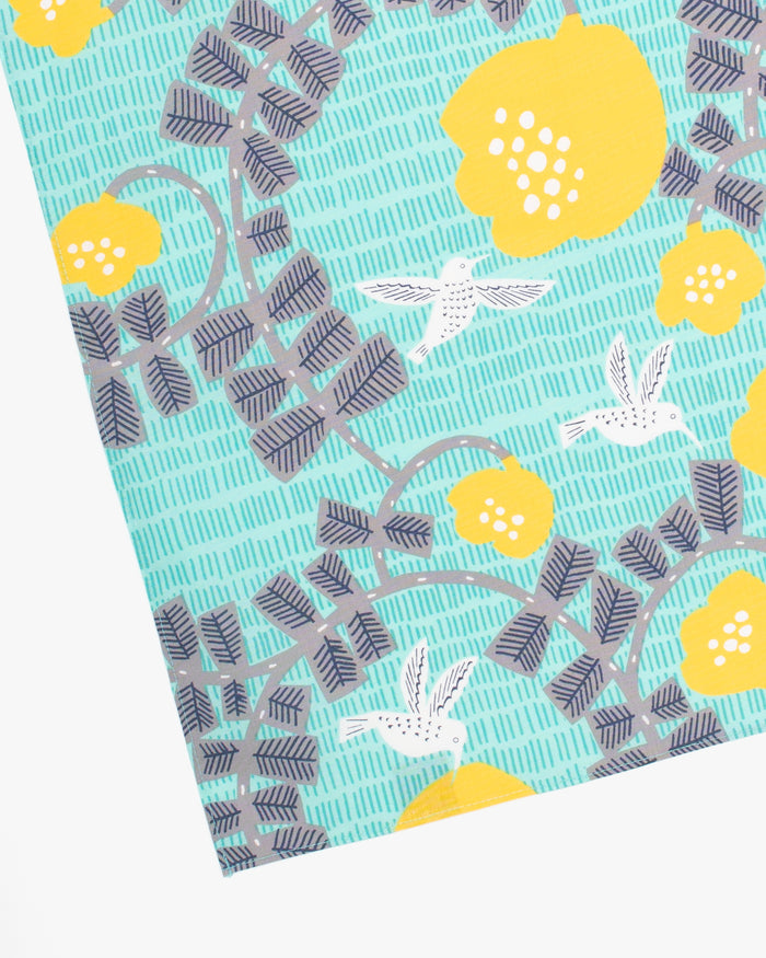 Modern Furoshiki, Musubi, Kata Kata, Hummingbird, Blue 17.5" x 17.5"