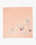 Modern Furoshiki, Musubi, Rayon Chirimen Koyomi, Japanese Apricot, Coral Pink 27" x 27"