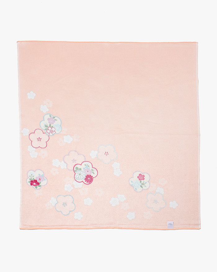 Modern Furoshiki, Musubi, Rayon Chirimen Koyomi, Japanese Apricot, Coral Pink 27" x 27"