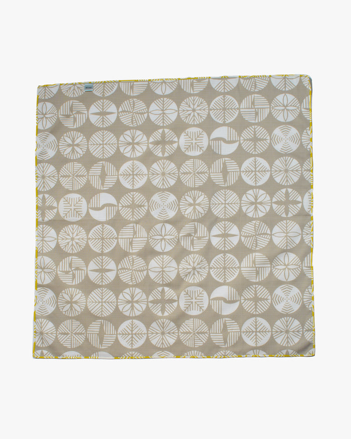 Modern Furoshiki, Musubi, Reversible, Isa Monyo, Pine, Yellow and Grey, 27.5" x 27.5"