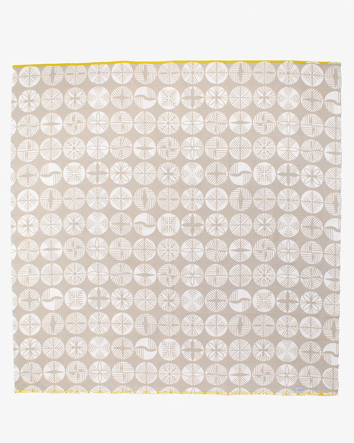 Modern Furoshiki, Musubi, Reversible, Isa Monyo, Pine, Yellow and Grey, 41" x 41"