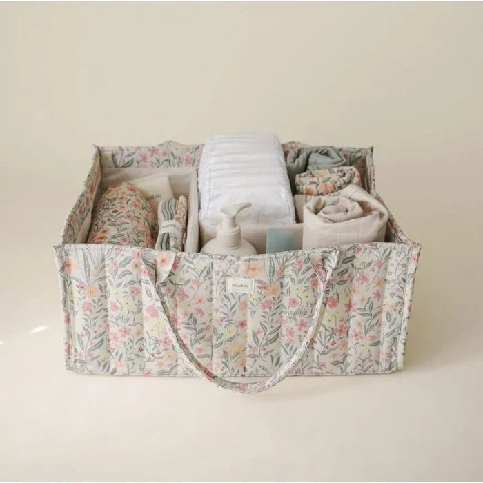 Mushie - Diaper Caddy in Pastel Blooms