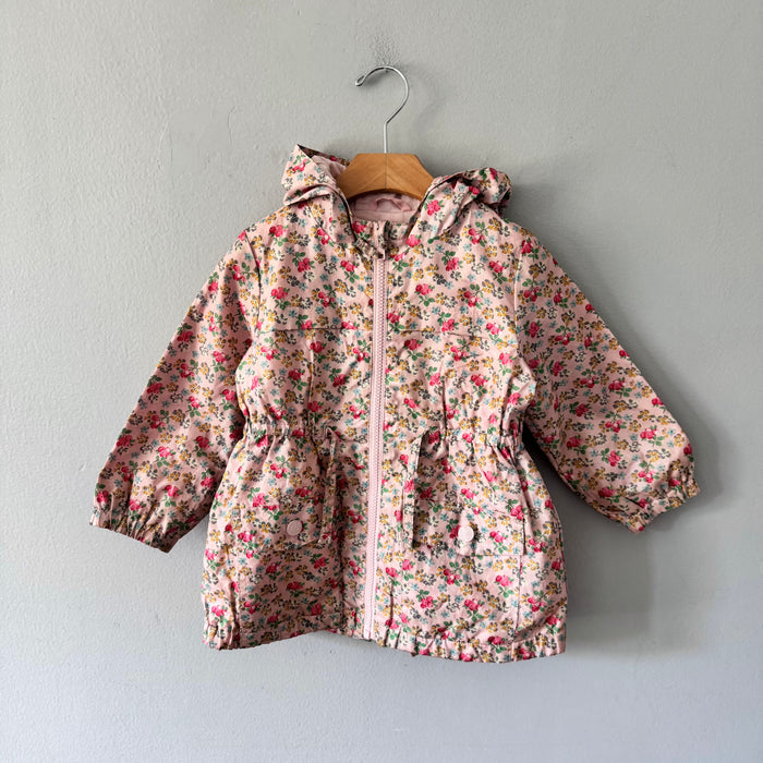 Next / Pink floral zip up windbreaker / 2-3Y