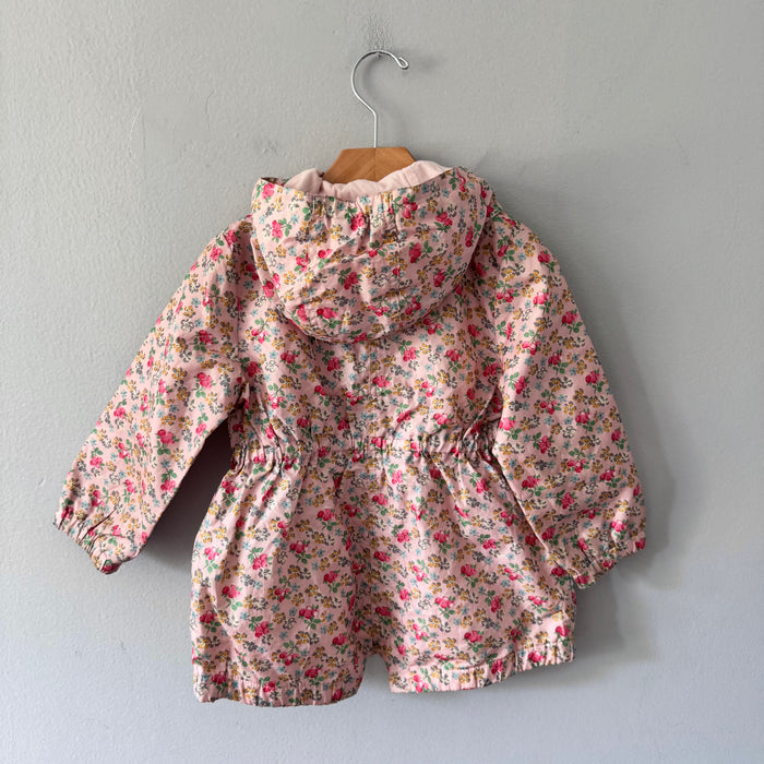 Next / Pink floral zip up windbreaker / 2-3Y