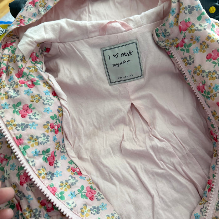 Next / Pink floral zip up windbreaker / 2-3Y