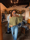 Olive Green Crochet Cardigan