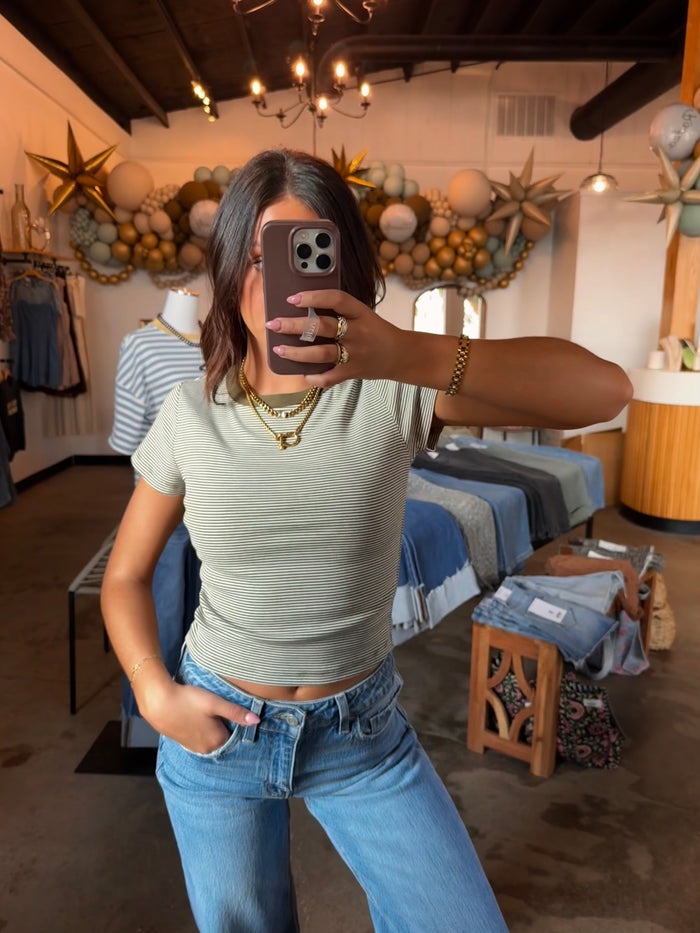 Olive Striped Baby Tee