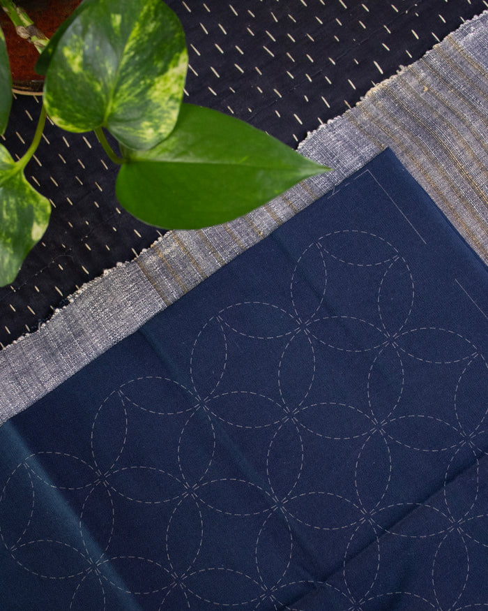 Olympus Sashiko Placemats, Shippo Tsunagi, Navy